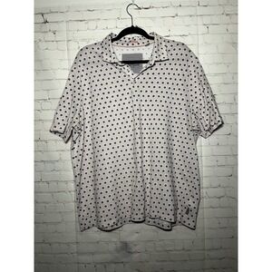 Ted Baker London Men's Short Sleeve Polo Shirt‎ Size 7 Large Print Button Up